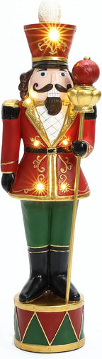 4FT Tall Nutcracker Christmas Decoration, Lighted Large Nutcracker Soldier Decoration with Scepter