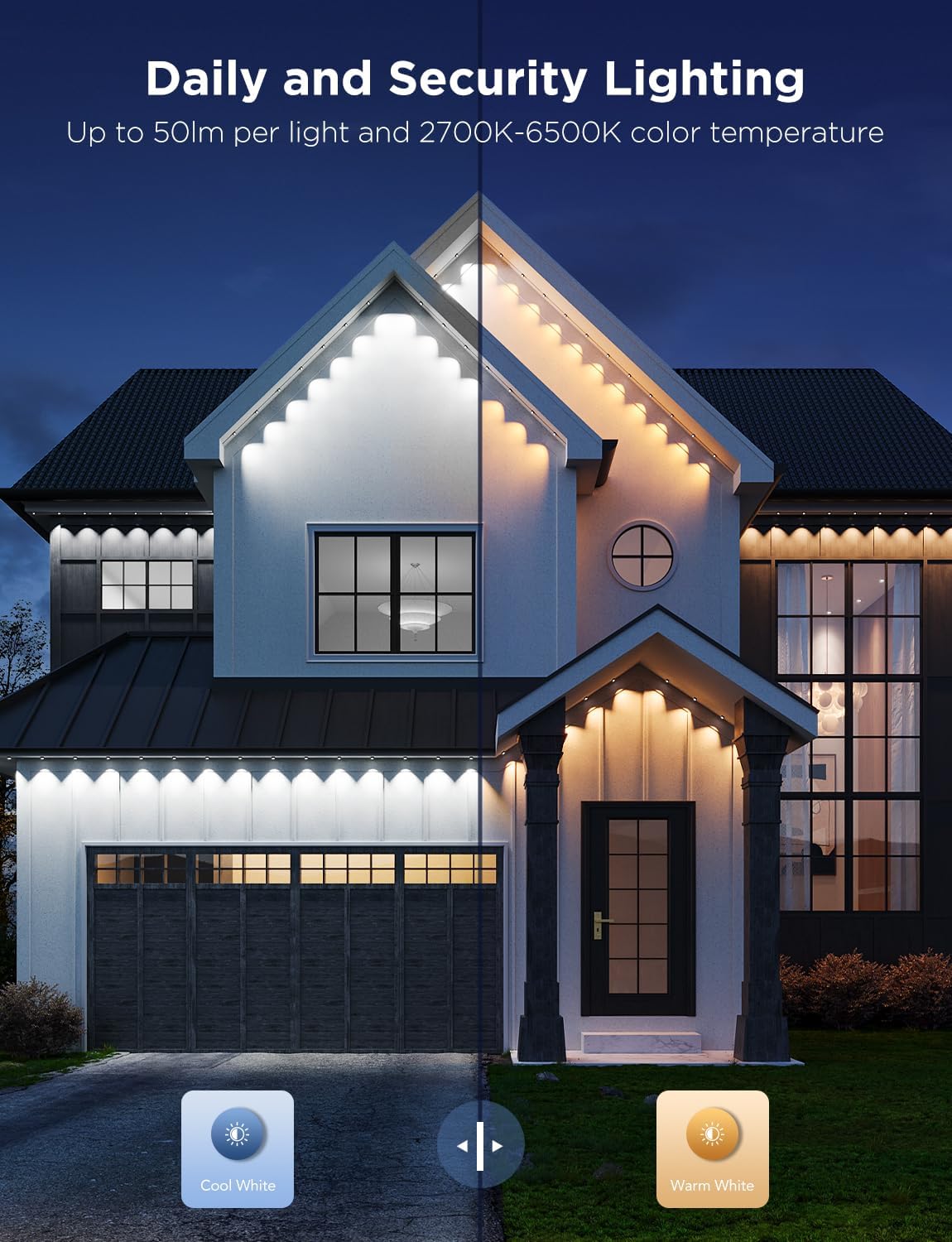 Govee Permanent Outdoor Lights Pro, 200ft with 120 RGBIC LED Lights for Daily and Accent Lighting