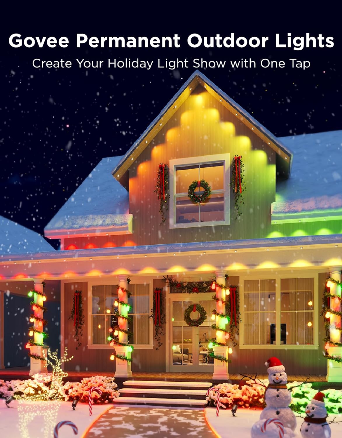 Govee Permanent Outdoor Lights Pro, 200ft with 120 RGBIC LED Lights for Daily and Accent Lighting