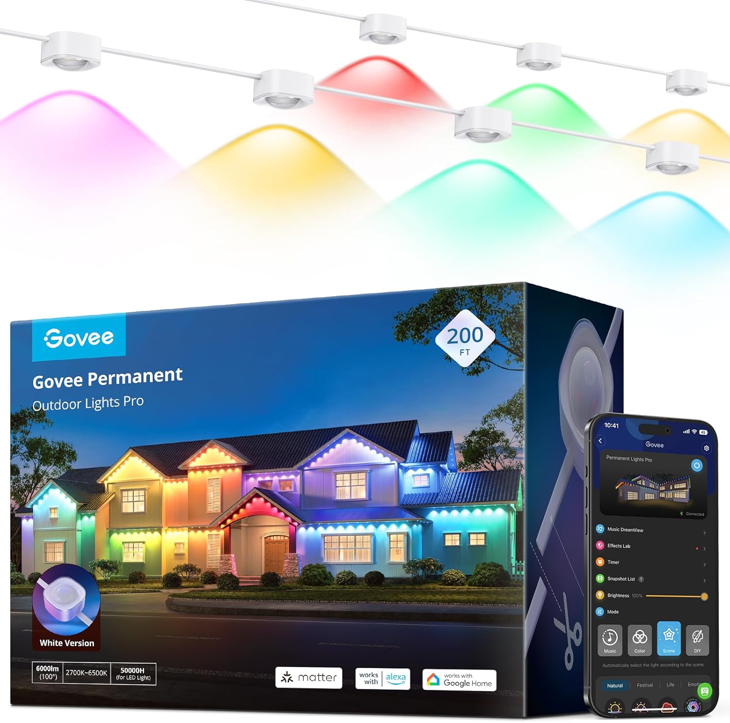 Govee Permanent Outdoor Lights Pro, 200ft with 120 RGBIC LED Lights for Daily and Accent Lighting