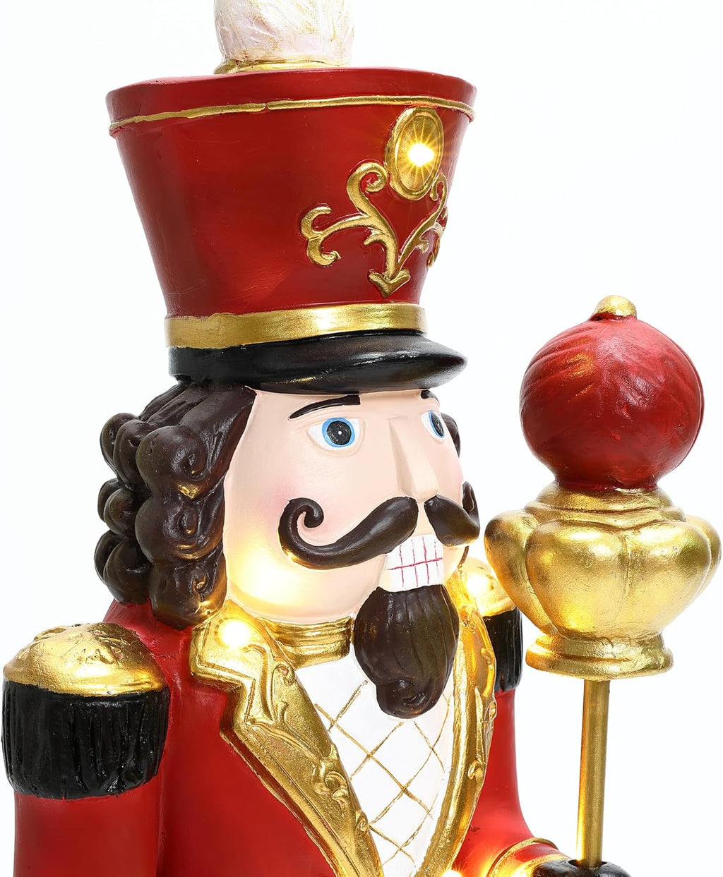 4FT Tall Nutcracker Christmas Decoration, Lighted Large Nutcracker Soldier Decoration with Scepter