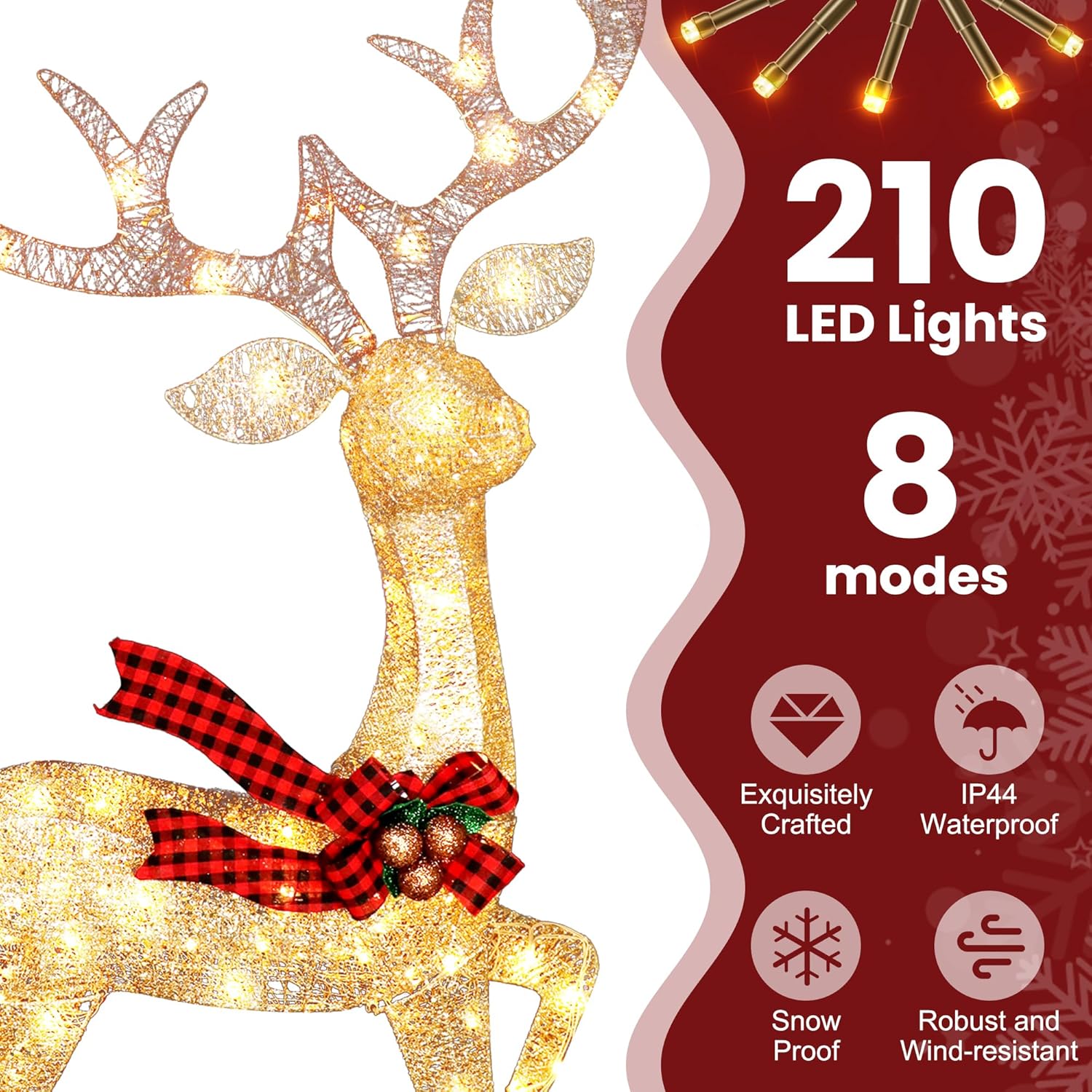 Reindeer Christmas Decor [Solar Powered], Christmas Deer Outdoor Decorations 3D Yard Decoration