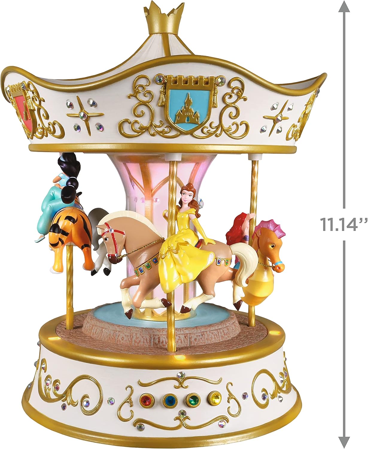 Hallmark Keepsake 2021 Christmas Decoration, Disney Princess Dreams Go Round Carousel Musical with Light and Motion