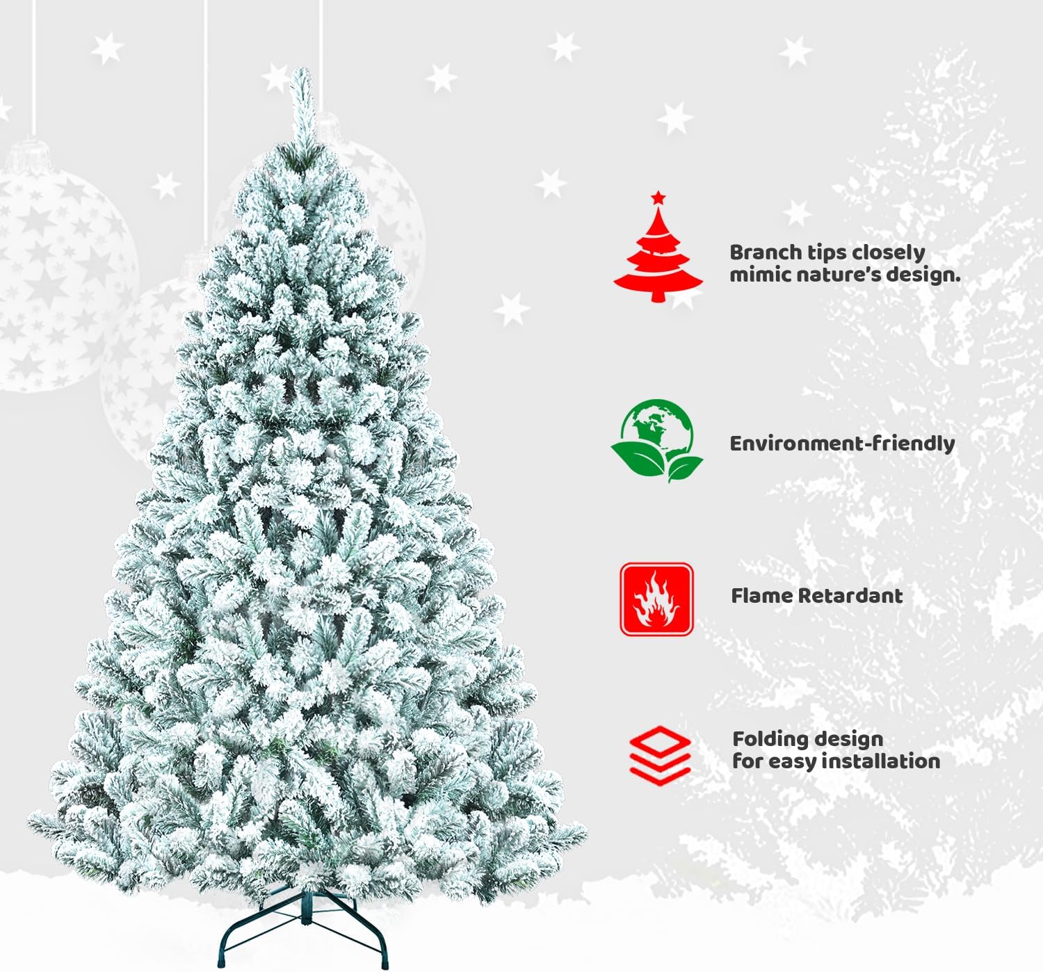Artificial Christmas Tree 9FT, leheyhey PVC Material Simulation Spruce Christmas Holiday Party Decoration