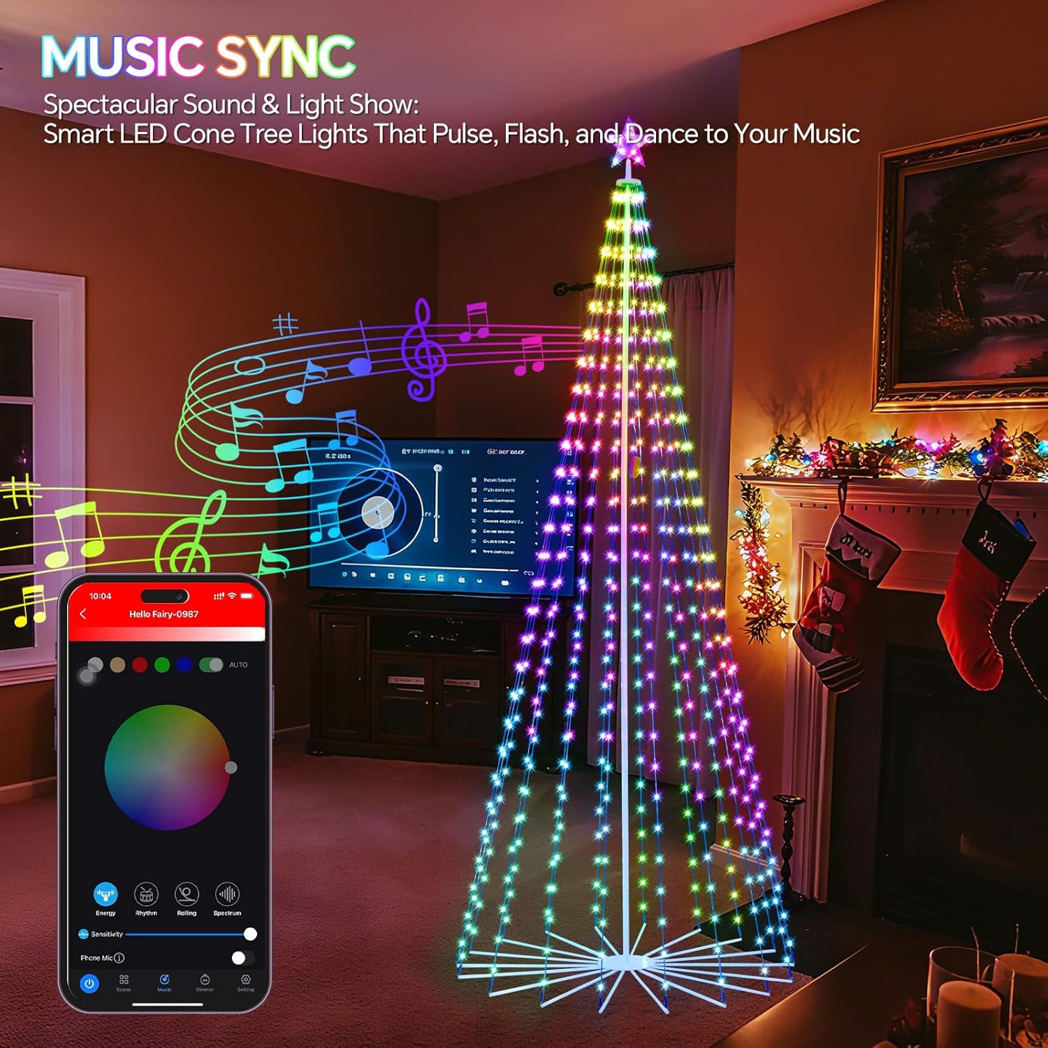 12 FT Outdoor Christmas Tree,Smart APP Remote Control RGB Color Changing DIY Timer 832 LED Christmas Tree for Indoor Outdoor Decorations