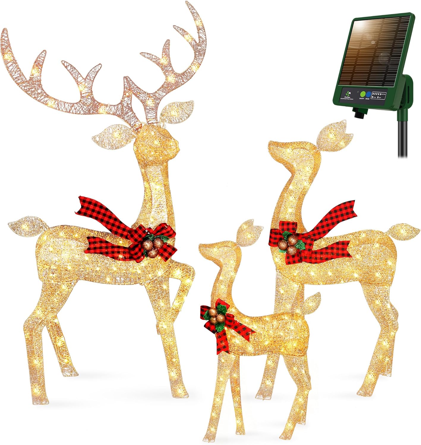 Reindeer Christmas Decor [Solar Powered], Christmas Deer Outdoor Decorations 3D Yard Decoration
