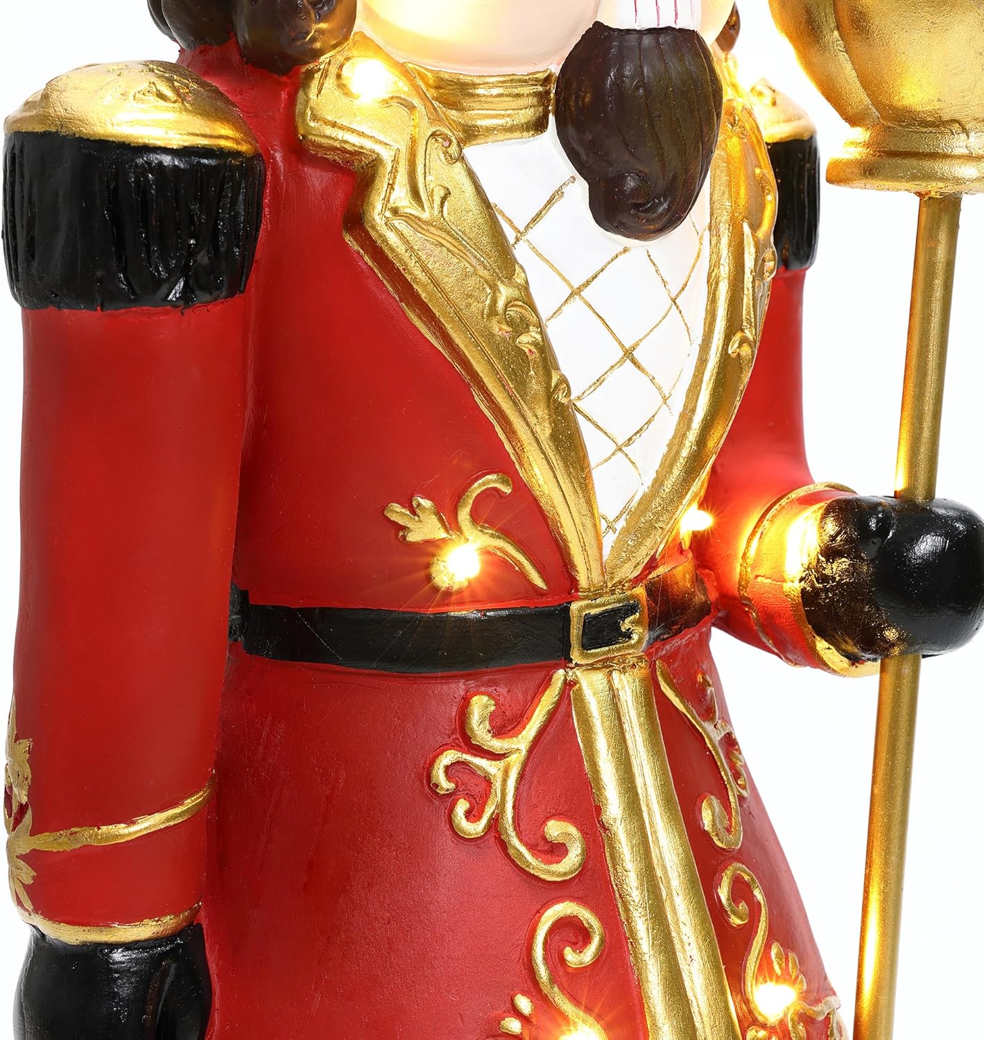 4FT Tall Nutcracker Christmas Decoration, Lighted Large Nutcracker Soldier Decoration with Scepter